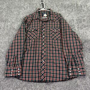 Wrangler Shirt Mens 2XL Multicolor Plaid Long Sleeve Snap Button Western Pockets